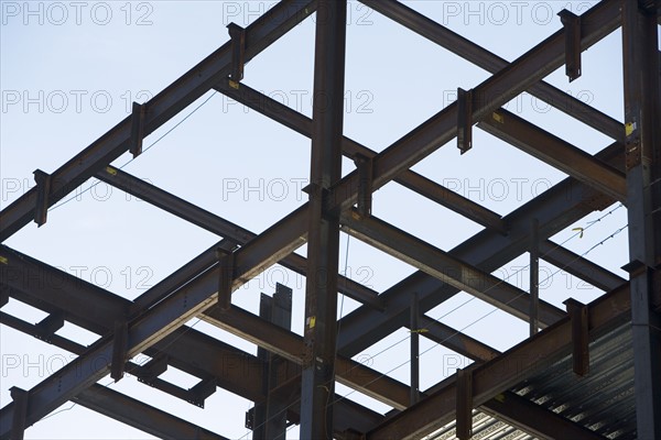 Low angle view of steel girders. Date : 2007