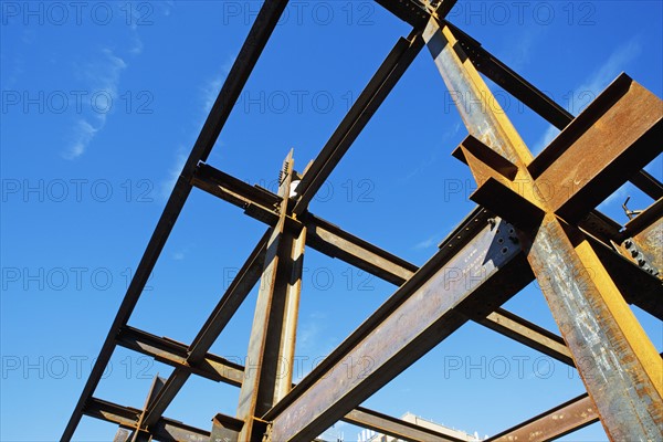 Low angle view of steel girders. Date : 2007