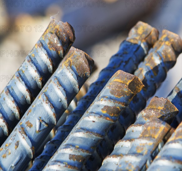 Close up of metal rebar. Date : 2007