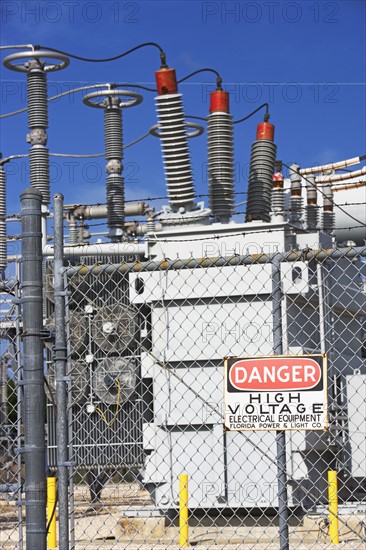 High voltage station with Danger sign. Date : 2007