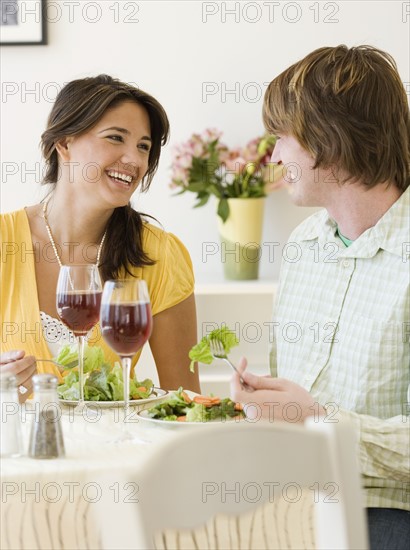 Couple eating at restaurant. Date : 2007