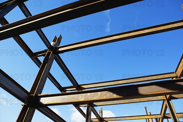 Low angle view of steel girders. Date : 2007