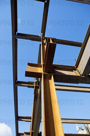 Low angle view of steel girders. Date : 2007