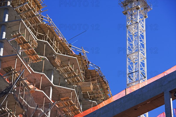 Low angle view of construction site. Date : 2007