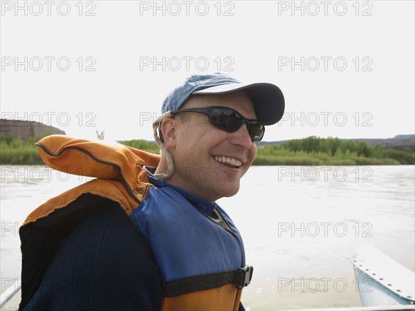 Man wearing lifejacket. Date : 2007