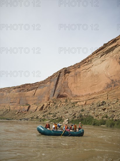 Group of people river rafting. Date : 2007