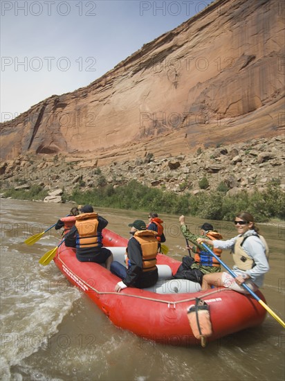 Group of people river rafting. Date : 2007