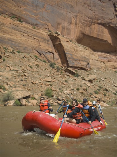 Group of people river rafting. Date : 2007