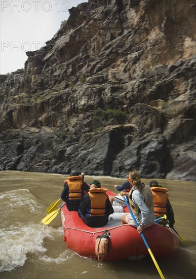 Group of people river rafting. Date : 2007