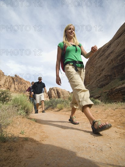 People hiking in desert. Date : 2007