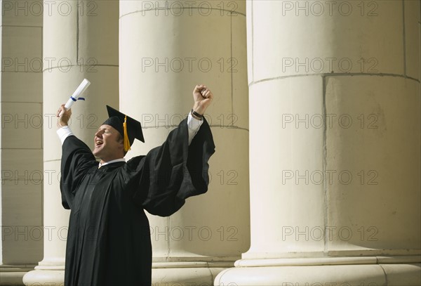 Male graduate cheering. Date : 2007