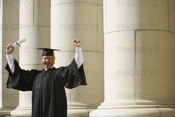 Male graduate cheering. Date : 2007