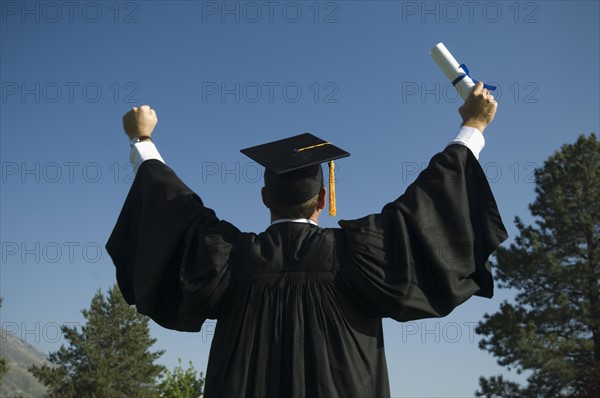 Male graduate cheering. Date : 2007