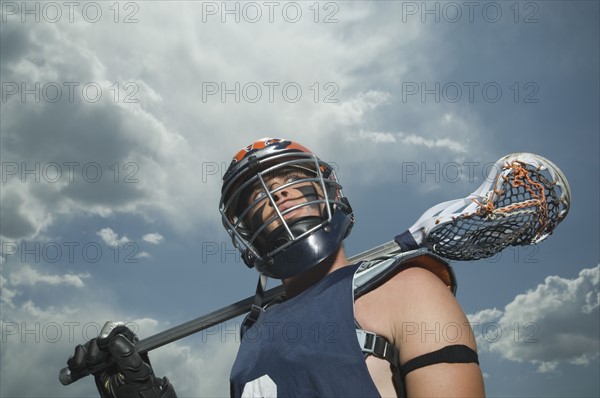 Low angle view of jai-alai player. Date : 2007