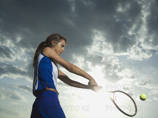 Low angle view of tennis player. Date : 2007