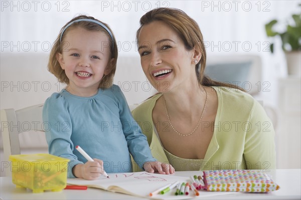 Mother and daughter coloring.