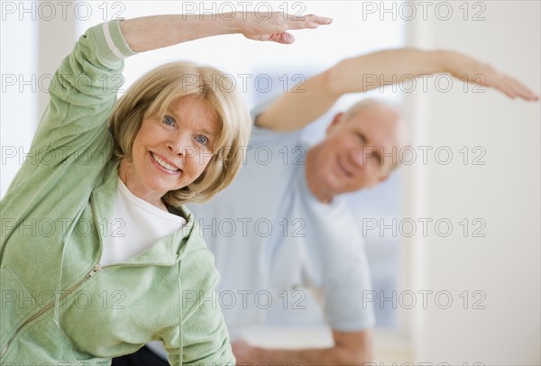 Senior couple exercising.