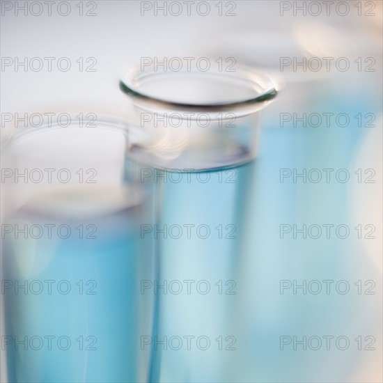 Close up of liquid in vials.