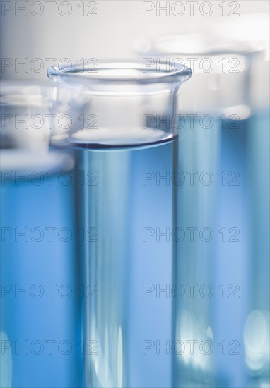 Close up of liquid in vials.