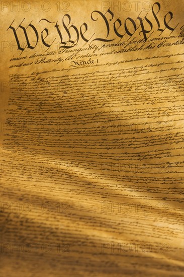 Close up of the United States Constitution.