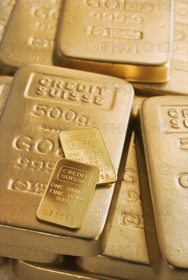 Close up of gold bars.