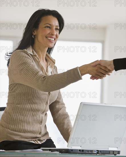 African businesswoman shaking hands.