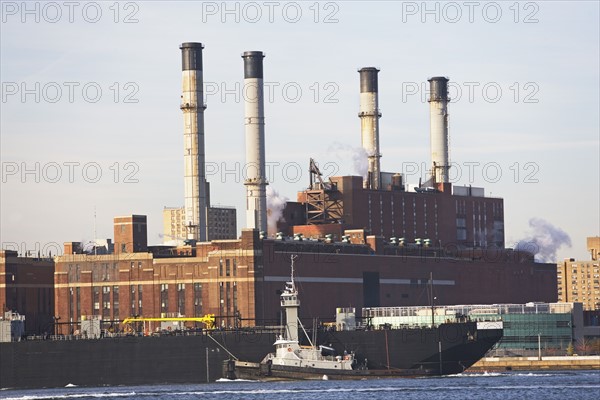 smokestacks and barge. Date : 2008