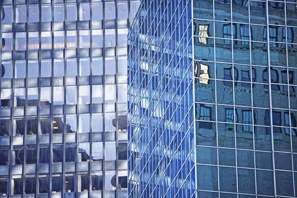 Low angle view of high rises, New York City, New York, United States. Date : 2008