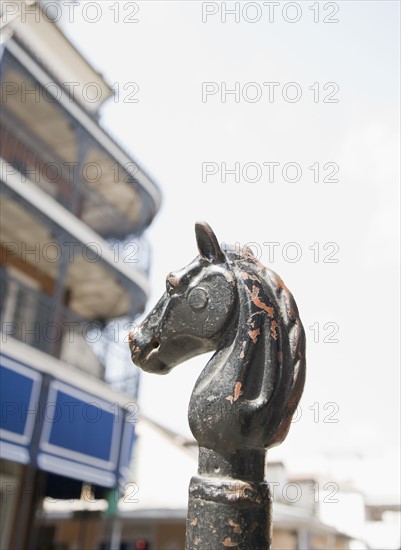 Close up of hitching post, French Quarter, New Orleans, Louisiana, United States. Date : 2008