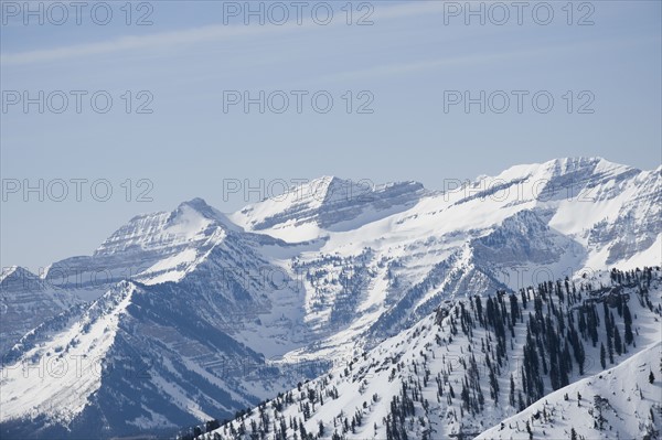 Snow covered mountains, Wasatch Mountains, Utah, United States. Date : 2008