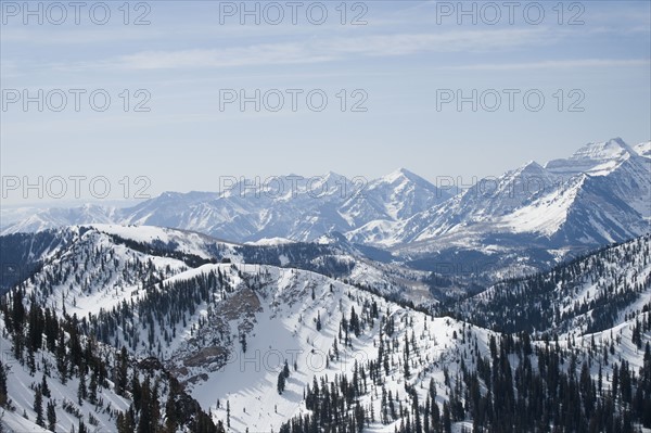 Snow covered mountains, Wasatch Mountains, Utah, United States. Date : 2008