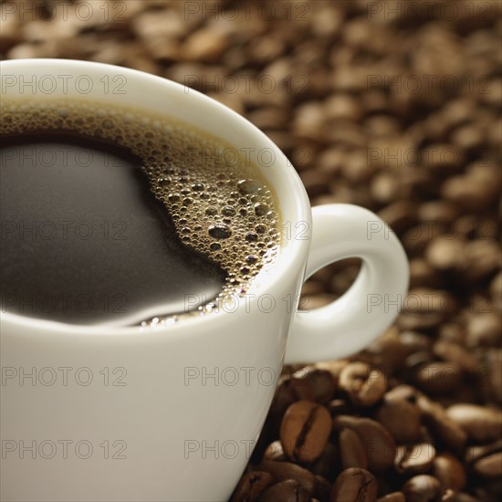 Close up of coffee and coffee beans. Date : 2008