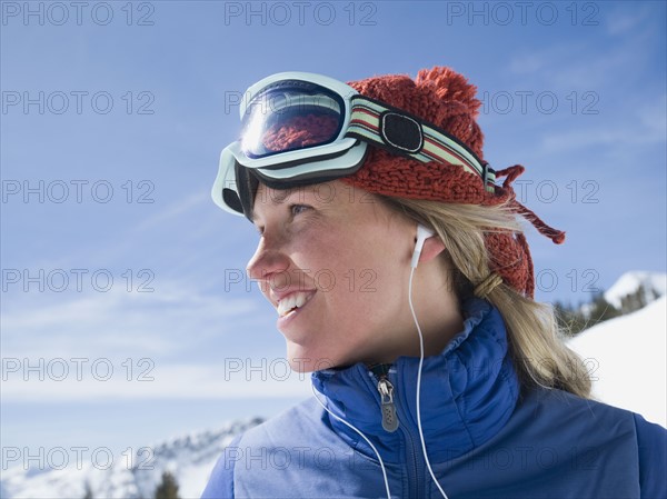 Woman wearing ski gear. Date : 2008