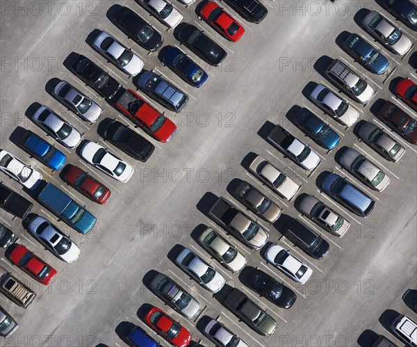 aerial veiw of cars in parking lot. Date : 2008