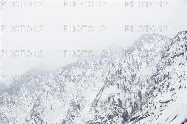 Snow covered mountains, Wasatch Mountains, Utah, United States. Date : 2008