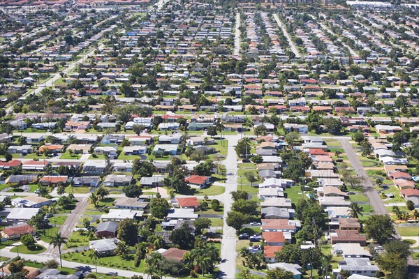 Aerial view of residential area, Florida, United States. Date : 2008