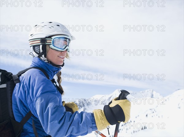 Woman wearing ski gear. Date : 2008