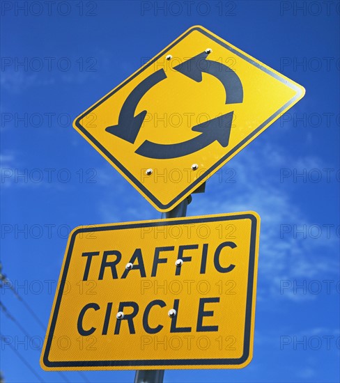 Low angle view of street sign. Date : 2008