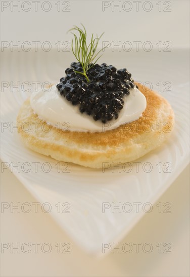 Close up of caviar appetizer.