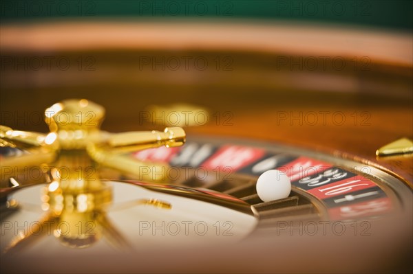 Close up of spinning roulette wheel.