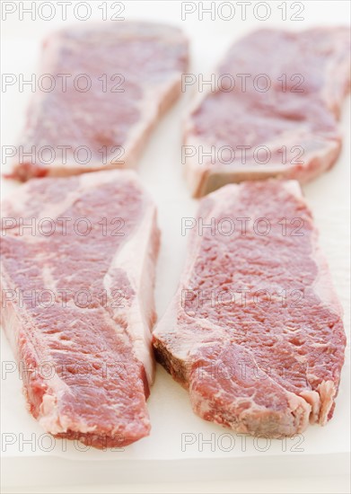 Close up of raw steaks. Date : 2008