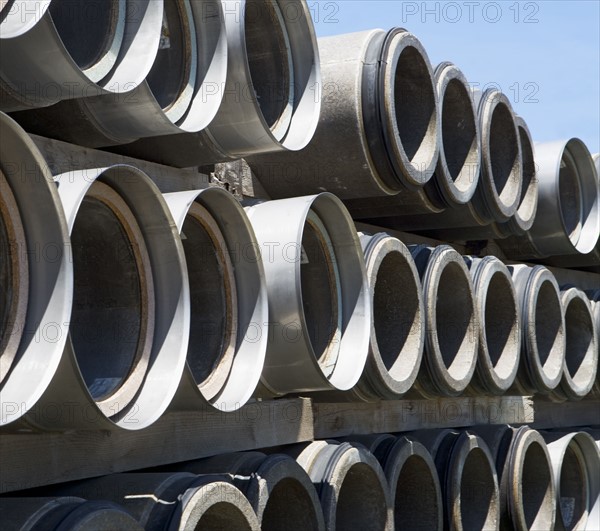 Rows of industrial sewer pipes. Date : 2008