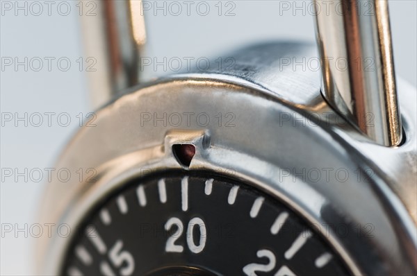 Close up of combination lock. Date : 2008