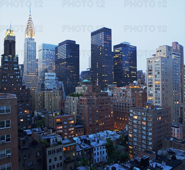 Urban buildings at night. Date : 2008