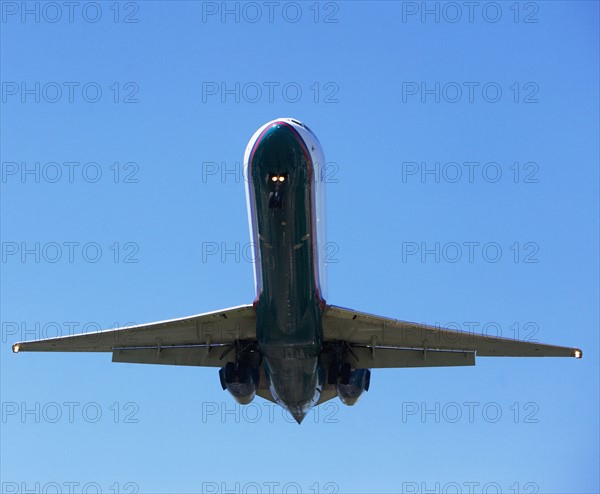 Low angle view of airplane in sky. Date : 2008