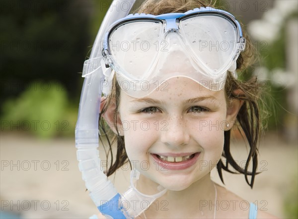 Portrait of girl in snorkeling gear. Date : 2008