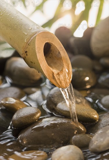 Close up of bamboo fountain.