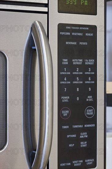 Close up of microwave oven.