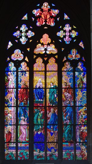 Interior view of cathedral window.