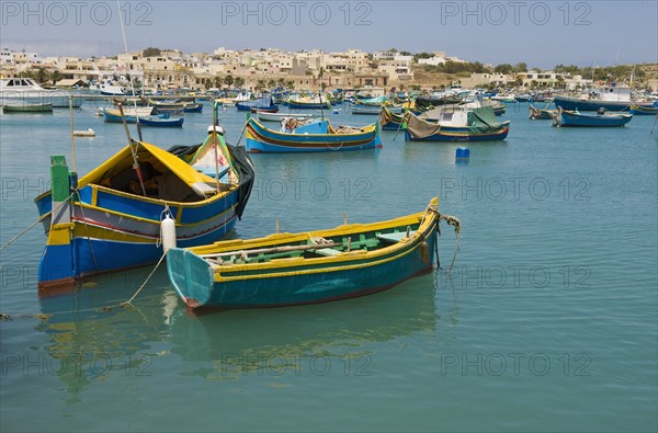 Fishing boats in harbor.